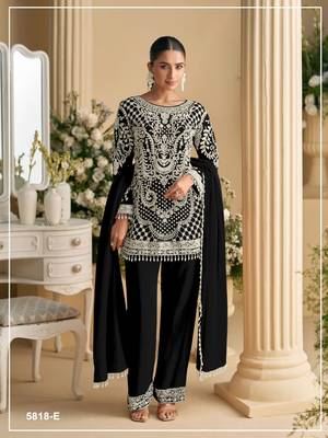 Black georgette Embroidered Salwar suit-Full Stitched Free size 1