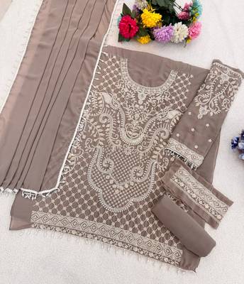 Light purple georgette Embroidered Salwar suit 2