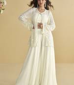 White georgette embroidered designer Palazzo with jacket