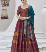 Maroon Color Kanjiwaram Silk Jacquard Designer Lehenga Choli