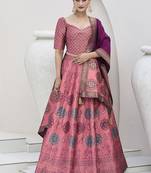 Pink Color Kanjiwaram Silk Jacquard Designer Lehenga Choli