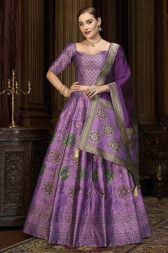 Purple Color Kanjiwaram Silk Jacquard Designer Lehenga Choli