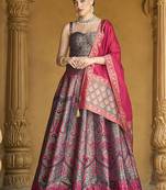 Lehenga Choli Thread Work Jacquard Silk in Multicolor
