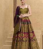 Designer Lehenga Choli Jacquard Kanjiwaram silk in Mehendi green