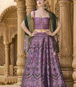Lehenga Choli Thread Work Jacquard Silk in Purple