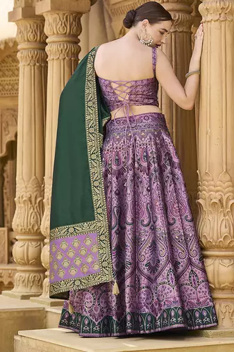 Lehenga Choli Zari Woven Jacquard silk blend in Purple