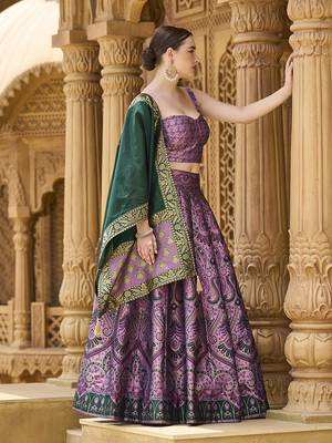 Lehenga Choli Zari Woven Jacquard silk blend in Purple 4