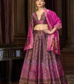 Multi Colour Trendy Kanjivaram Jacquard Woven Work Lehenga choli