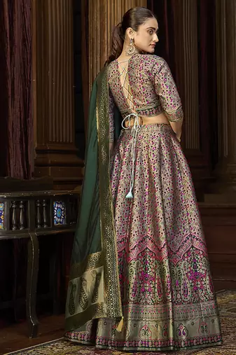 Sea Green Kanjivaram Jacquard Woven Work Lehenga choli