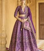 Lavender Trendy Kanjivaram Jacquard Woven Work Lehenga choli