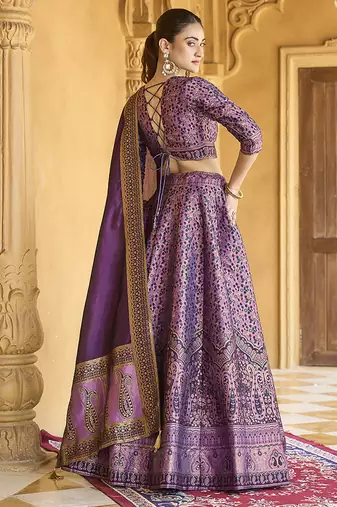 Lavender Trendy Kanjivaram Jacquard Woven Work Lehenga choli
