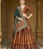 Rust orange Trendy Kanjivaram Jacquard Woven Work Lehenga choli