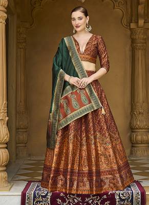 Yellow Kanjivaram Jacquard Woven Work Lehenga choli 1