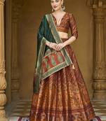 Yellow Trendy Kanjivaram Jacquard Woven Work Lehenga choli