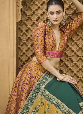 Yellow Kanjivaram Jacquard Woven Work Lehenga choli 2