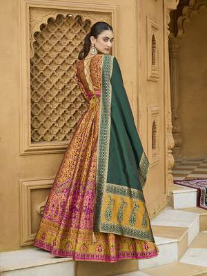 Yellow Kanjivaram Jacquard Woven Work Lehenga choli 3