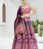 Designer Lehenga Choli Jacquard Kanjiwaram silk in Pink