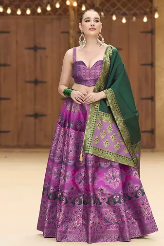 Designer Lehenga Choli Jacquard Kanjiwaram silk in Purple