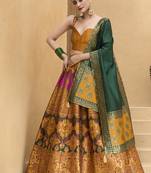Designer Lehenga Choli Jacquard Kanjiwaram silk in Yellow