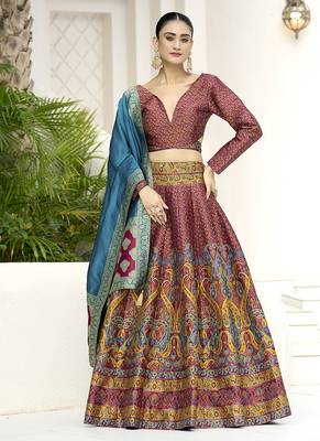 Red Kanijwaram Jacquard Designer Lehenga Choli For Ceremonial 1