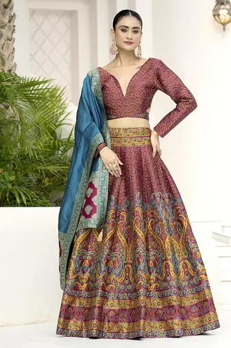 Red Kanijwaram Jacquard Designer Lehenga Choli For Ceremonial