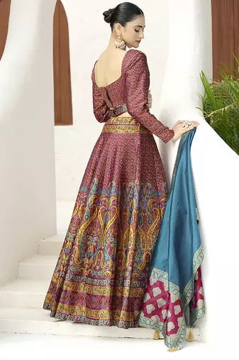 Red Kanijwaram Jacquard Designer Lehenga Choli For Ceremonial