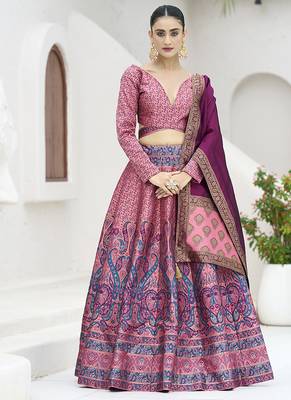 Pink Kanijwaram Jacquard Designer Lehenga Choli For Ceremonial 1