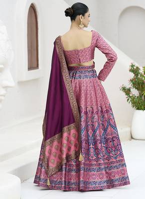 Pink Kanijwaram Jacquard Designer Lehenga Choli For Ceremonial 3