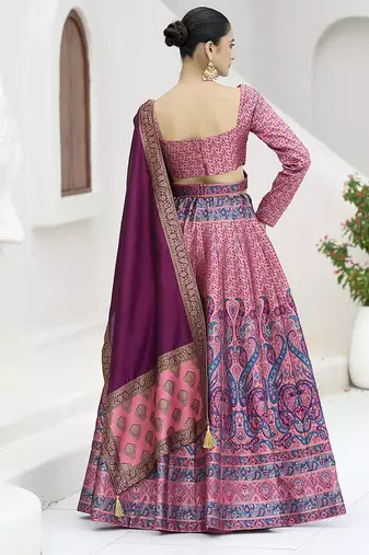Pink Kanijwaram Jacquard Designer Lehenga Choli For Ceremonial