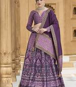 Lavender Kanijwaram Jacquard Designer Lehenga Choli For Ceremonial