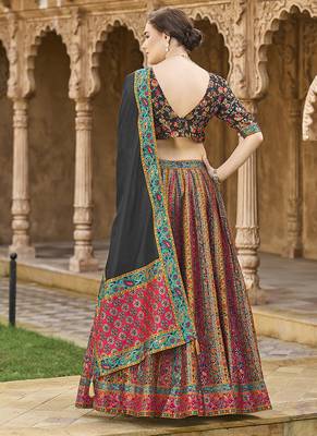 Multi color Jacquard Woven Lehenga Choli 3