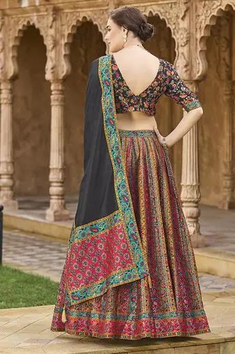 Multi color Jacquard Woven Lehenga Choli