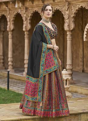 Multi color Jacquard Woven Lehenga Choli 4