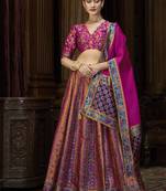Rani Pink color Jacquard Designer Lehenga Choli For Festival