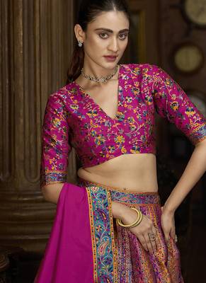 Rani Pink color Jacquard Woven Lehenga Choli 2