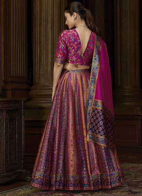Rani Pink color Jacquard Woven Lehenga Choli 3