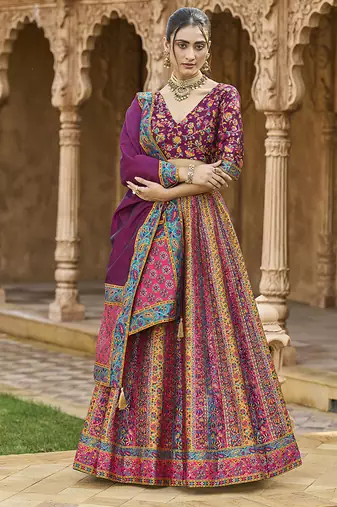 Wine color Jacquard Designer Lehenga Choli For Festival