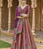 Wine color Jacquard Designer Lehenga Choli For Festival