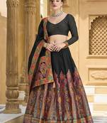 Black Color Jacquard  Designer Work Lehenga Choli For Ceremonial