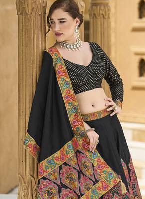 Black Color Jacquard  Woven Work Lehenga Choli 2
