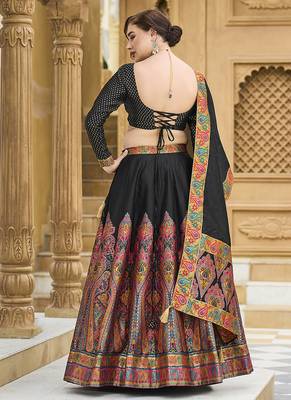 Black Color Jacquard  Woven Work Lehenga Choli 3