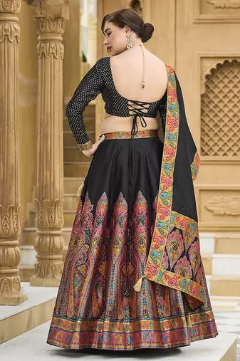 Black Color Jacquard  Woven Work Lehenga Choli
