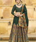 Dark Green Color Jacquard  Designer Work Lehenga Choli For Ceremonial