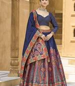 Navy blue Color Jacquard  Designer Work Lehenga Choli For Ceremonial
