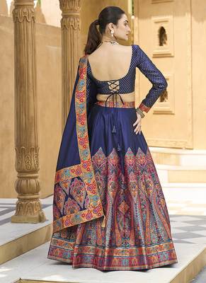 Navy blue Color Jacquard Woven Work Lehenga Choli 3