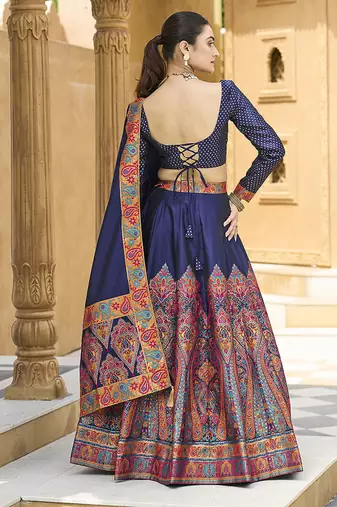 Navy blue Color Jacquard Woven Work Lehenga Choli