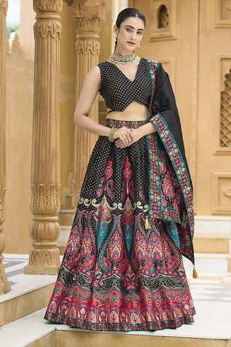 Charming Black color Jacquard Lehenga choli with Dupatta
