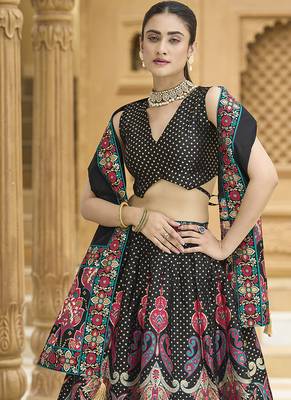 Black color Jacquard Lehenga choli with Dupatta 2