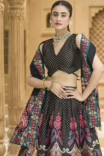 Black color Jacquard Lehenga choli with Dupatta