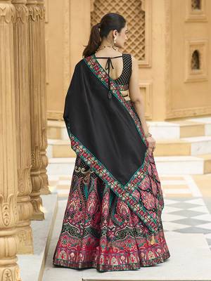 Black color Jacquard Lehenga choli with Dupatta 3